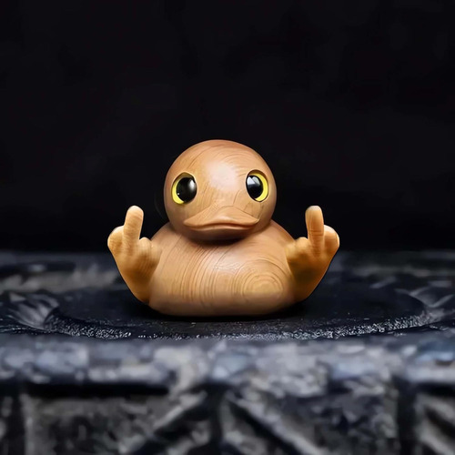Divertido Pato De Dedo Medio Hecho A Mano De Madera
