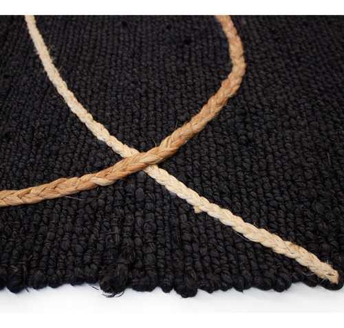 Tapete Decorativo Yute Dib Trace 120x170 Cm Modelo Black Ancho 120 Cm Color Negro Largo 170 Cm