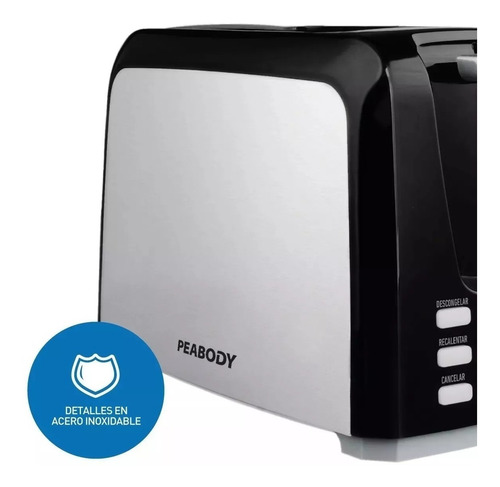 Imagen 2 de 5 de Tostadora Electrica Peabody 2 Panes 7 Niveles Pe-t1305