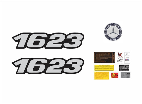 Kit Adesivo Mercedes Benz 1623 Emblema Resinado 18048 Cor Não se aplica