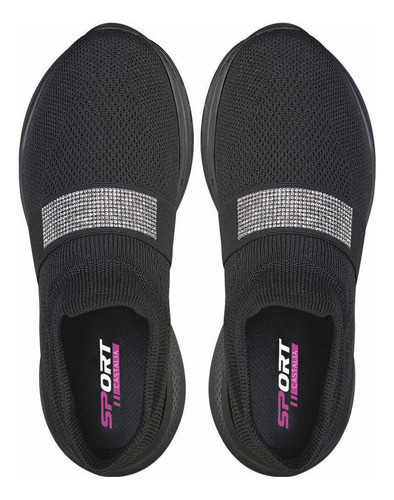 Tenis Deportivo Para Mujer Castalia 748-60 Negro Con Brillo