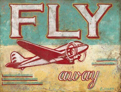 Fly Away Metal Sign, Avión, Den Decoración, Habitación De Lo