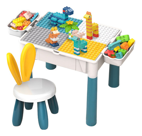 Mesa Didactica Para Niños Con Juego De Bloques Y Silla,80pcs