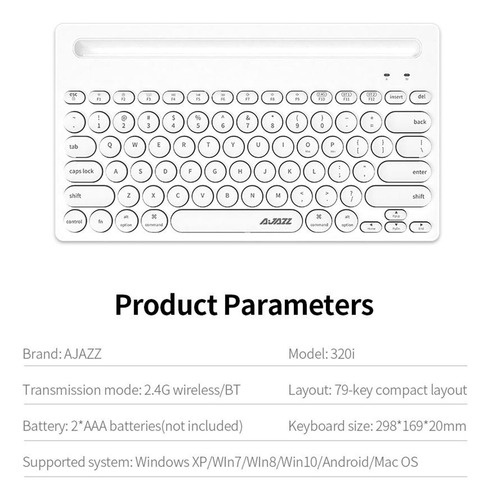 Escritorio 2,4g Inalámbrico Bt De Modo Teclado 79 Teclas