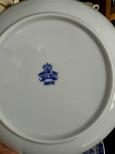 Juego 6 Platos Hondos Porcelana Tsuji Modelo Old Blue C1980 Blanco Y Azul Old Blue (Usado)