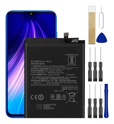 Bateria De Repuesto Bn46 Para Redmi Note 8 Con Cinta Adhesiv