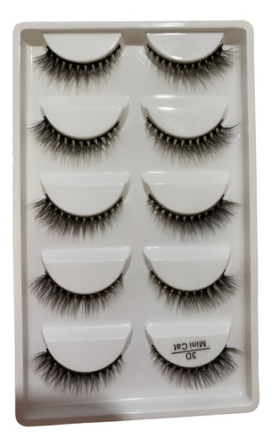 Cartela Com 5 Pares De Cílios Postiços 3d Minicat (gatinho)