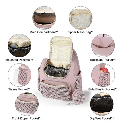 Bolsa De Pañales Mochila Portátil De Nailon Bolsa De Rosa