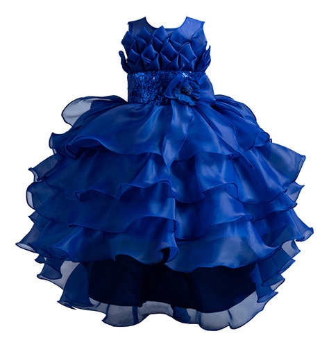 Vestido De Niña Con Cola De Princesa Y Tutú De Organza Con