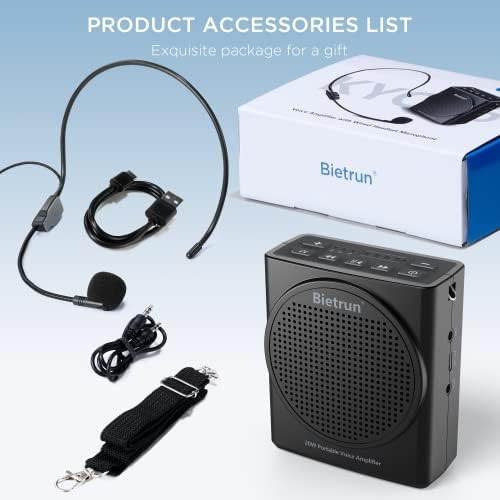 Bietrun Amplificador De Voz Portátil Con Micrófono Con Cable