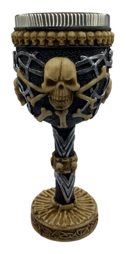 Cálice Taça Copo 3d Caveira Skull Crânio Ossos Resina Relevo