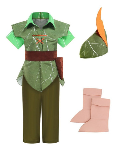 Disfraz De Peter Pan Fiesta Infantil De Navidad De Halloween Ropa Verde