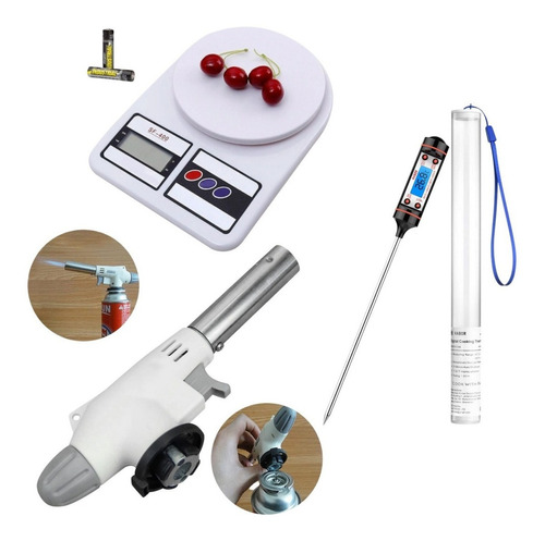 Kit Cocina Balanza Digital 10kg + Termometro + Soplete A Gas