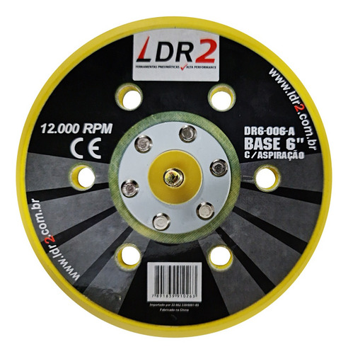 Suporte Disco Lixa Com Velcro Com Aspiracao 6 Ldr2 Dr6