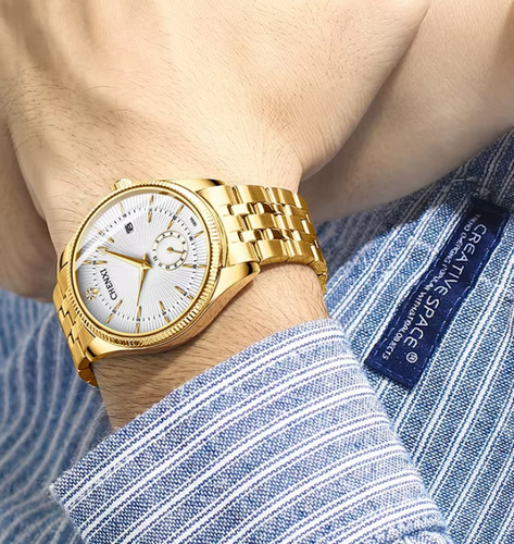 Reloj De Pulsera Analógico De Cuarzo Dorado
