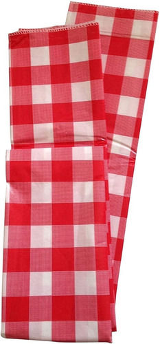 Mantel Fiesta Picnic Rectangular Cuadro Rojo Blanco Plastico