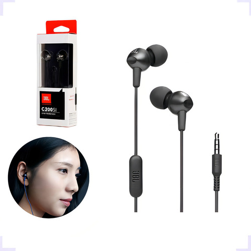 Headphone Fones De Ouvido Com Microfone Intra Auricular 9mm Cor Preto