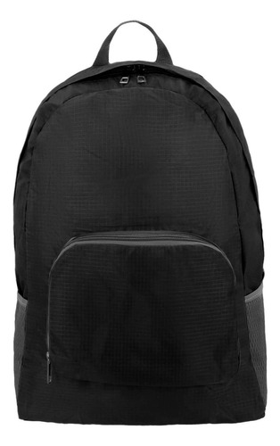 Mochila De 2 Compartimentos Con Cierre Y Bolsillos Laterales De Red Color Negro