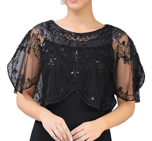 Mantón Bordado Floral Boroque Para Mujer, Elegante, Transpar