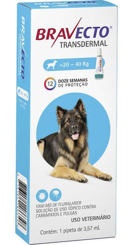 Antipulgas Bravecto Transdermal Cães 20 A 40kg 