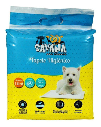 Tapete Higiênico Savana 60x60 Com 30 Unidades