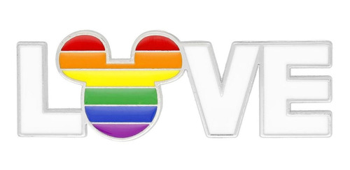 Pin Mickey Mouse Disney Oficial  Love  Blanco Arcoíris