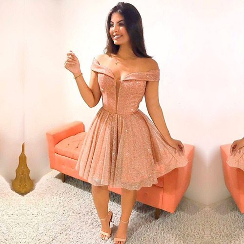 Vestido Debutante Festa Curto Rodado Brilho Várias Cores