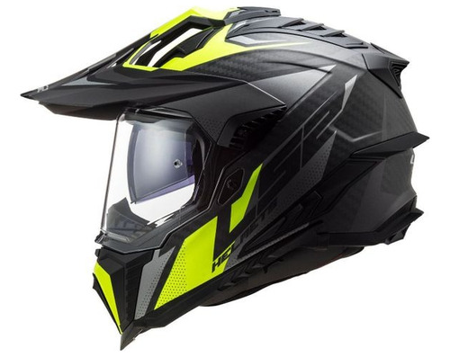 Casco Ls2 Explorer Carbon Doble Visor Negro Verde