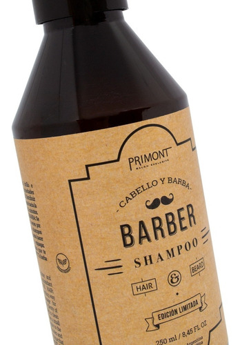Primont Barber Shampoo Pelo Y Barba Hombre Barberia 250ml