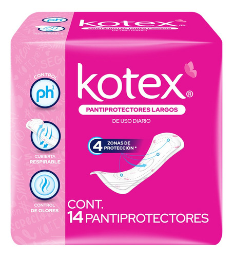 Pantiprotectores Kotex Largos 14 Piezas