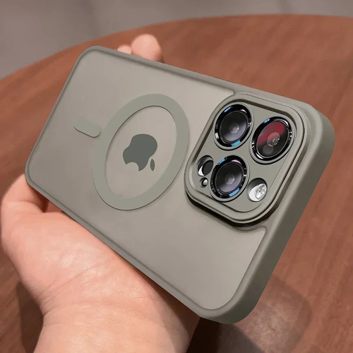 Funda Magnética De Lujo Con Armadura Translúcida Mate A Prueba De Golpes Para iPhone 16, 15, 14, 13, 12 Pro Max, Para Carga Inalámbrica