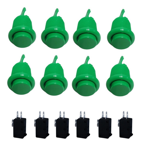 Kit Fliperama Com 25 Botões De Nylon Verde Electromatic
