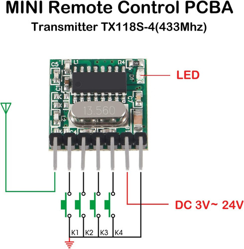 Dorhea 4 Unidades 433 Mhz Rf Receptor Y Transmisor Módulo In