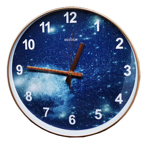 Reloj De Pared 30 Cm Silencioso Moderno Práctico Para Sala Color de la estructura Dorado Color del fondo Multicolor