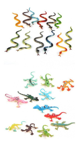 12pcs Juguete Reptiles Serpiente Modelo Animal De Plástico