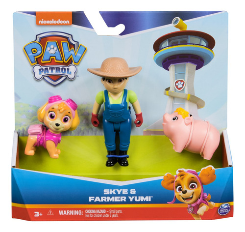 Conjunto de bonecos Paw Patrol Skye, Farmer Yumi e Piggy