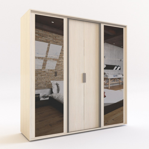 Ropero Placard Con Espejo- 4 Ptas, 2 Caj- Dle 355- 180 X 182