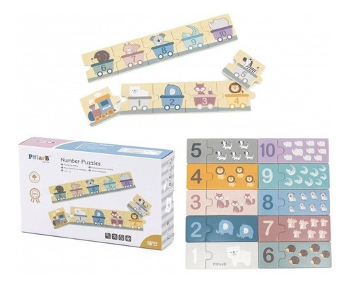 Imagen 1 de 4 de Puzzle Números De Madera Viga Polar B