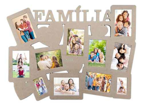 Porta Retrato Família Quadro 11 Fotos 10x15 Cru
