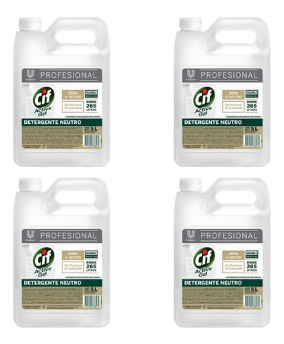 Pack X 4 Cif Active Gel Neutro X5lts 