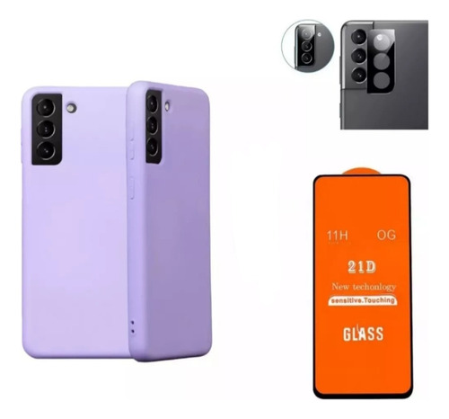 Kit - Case Soft Premium Lila Para Samsung S21 Fe + Micas