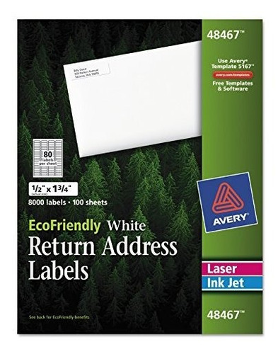 Etiquetas De Dirección Avery White Ecofriendly, 0,5 X 1,75