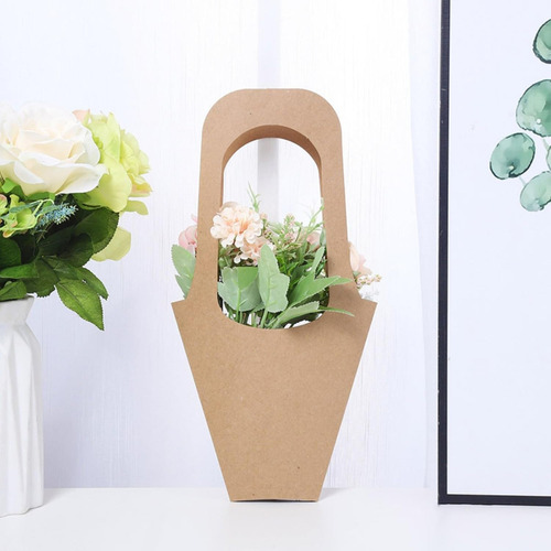 Para 30 Bolsas De Regalo De Papel Kraft Para Envolver Flores