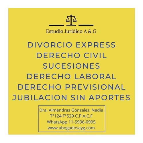 Imagen 1 de 6 de Abogado Divorcios Civil Sucesion Laboral Jubilaciones Coprec