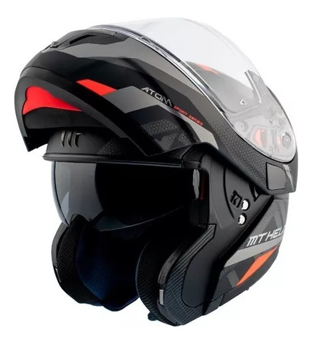 Casco Rebatible Mt Atom Sv Skill A1 Doble Visor Negro Mate 