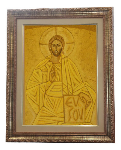 Quadro Jesus Cristo, Pantocrator, Mod. 03, 53x43cm. Angelus Dourado