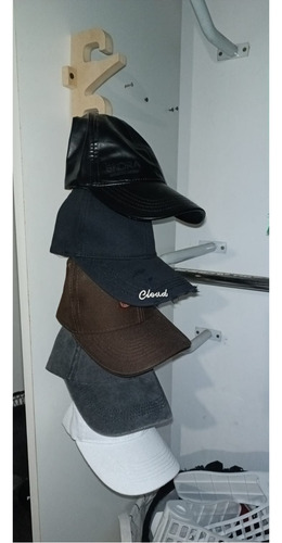Perchero Porta Gorras Organizador De Madera Modelo Color Crudo