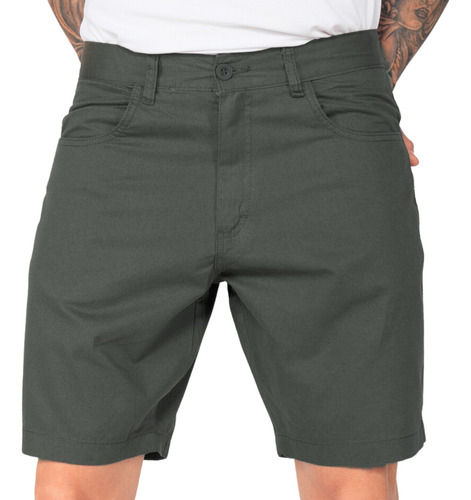 Shorts Bermuda Masculina Social Sarja Algodão Premium Bege