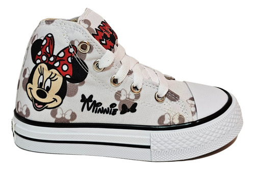 Tenis Botin De Tela Para Niña Minnie Mouse Con Agujetas