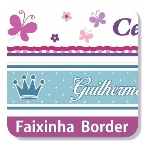 04 Faixas Border Adesivo Parede Borboletas Com Nome Filho